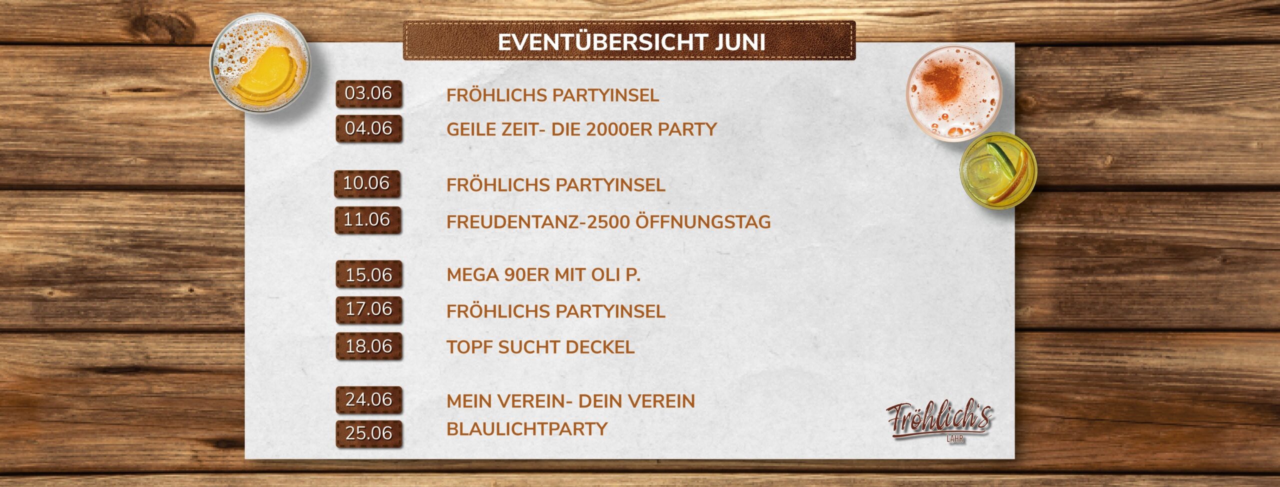 Fröhlich Party Termine Juni 2022
